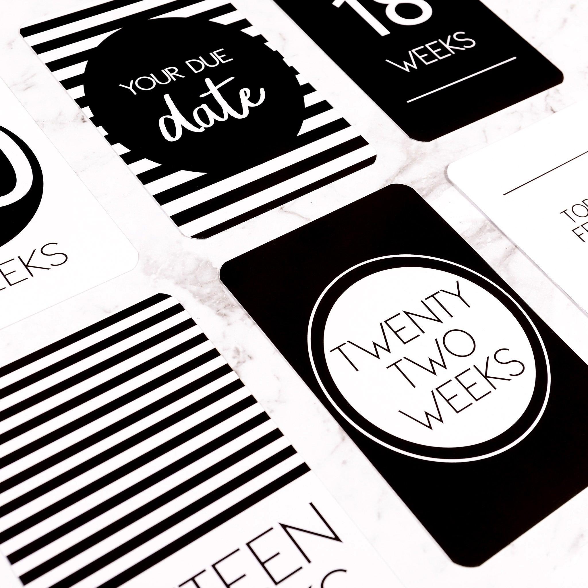 Monochrome Pregnancy Milestone Cards - Belle and Grace Boutique