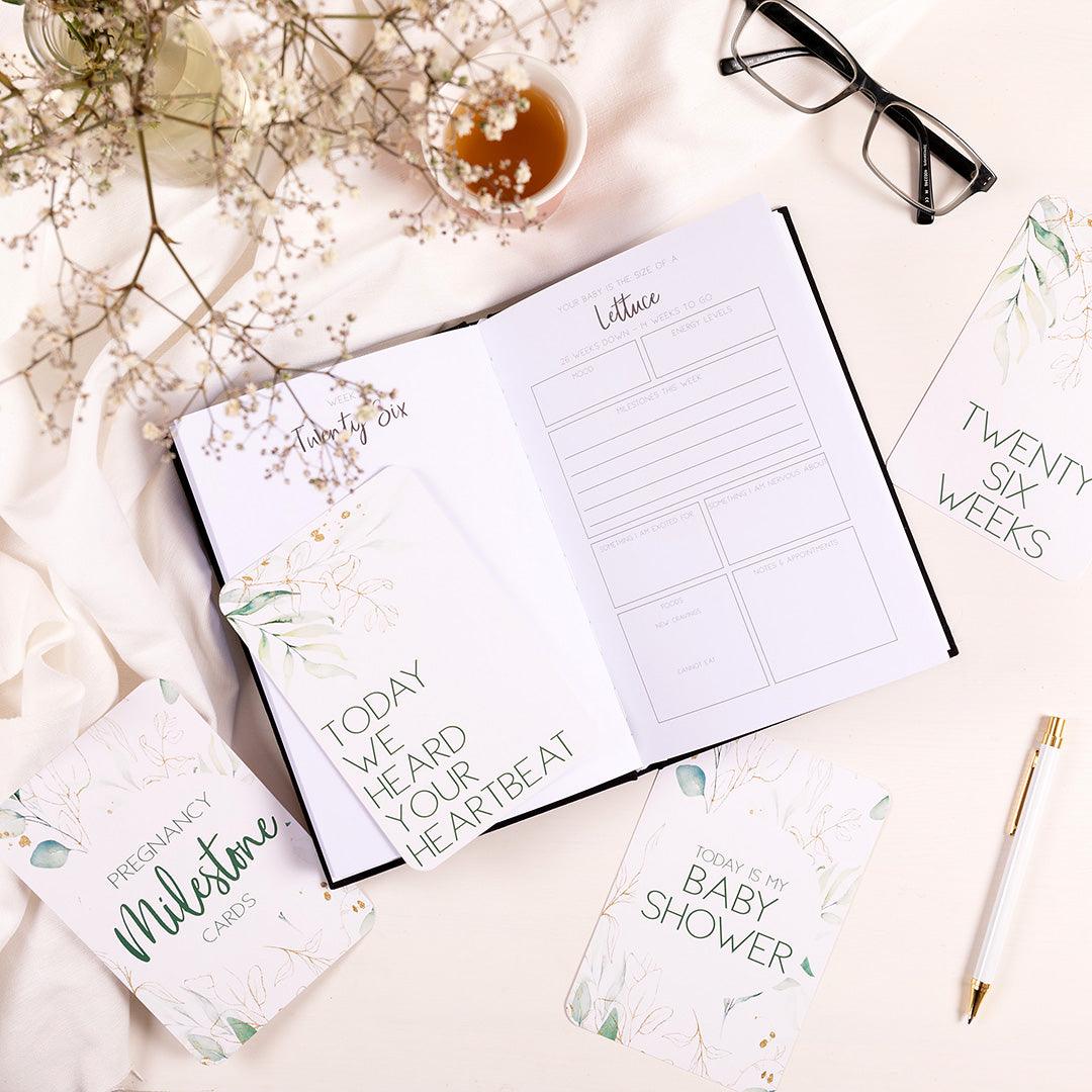 Pregnancy Journal (Black) & Pregnancy Milestone Cards Bundle - Belle and Grace Boutique